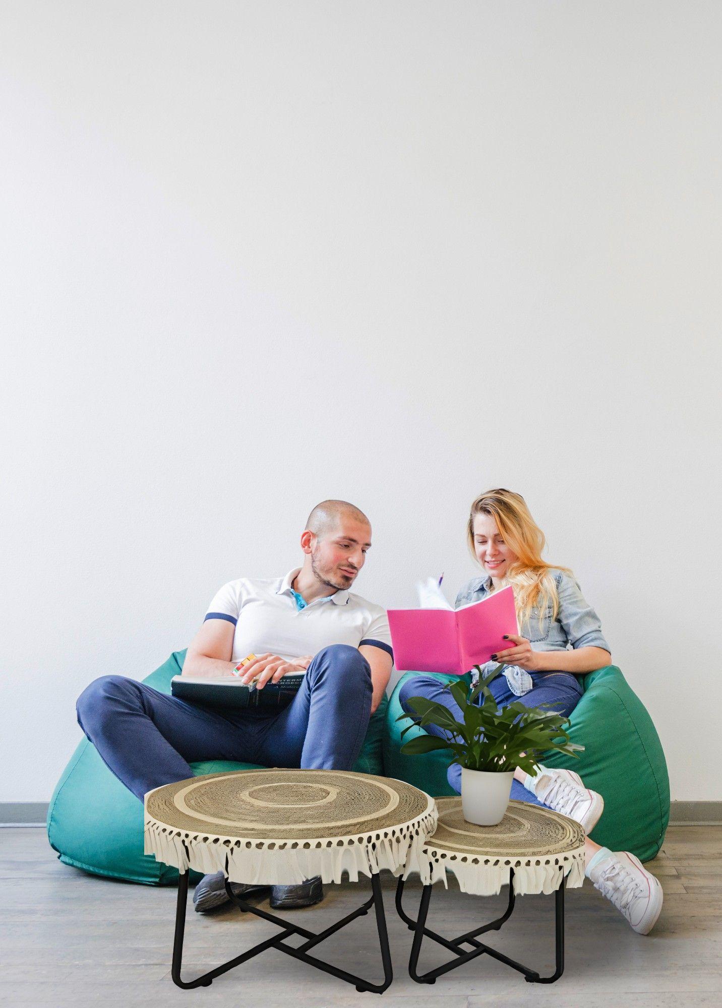 Set Mesa Centro Lateral Redonda Elegante Decorativa Jhn-3