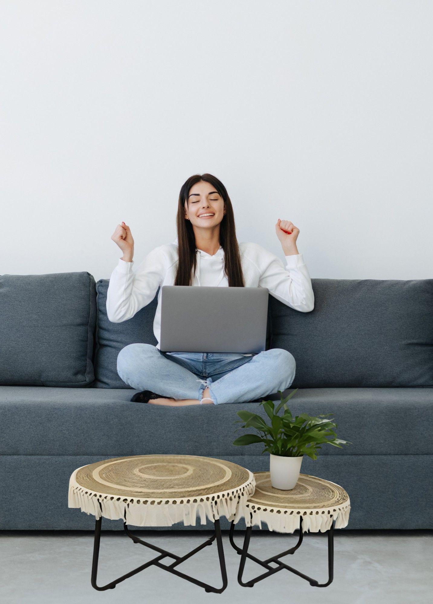 Set Mesa Centro Lateral Redonda Elegante Decorativa Jhn-6