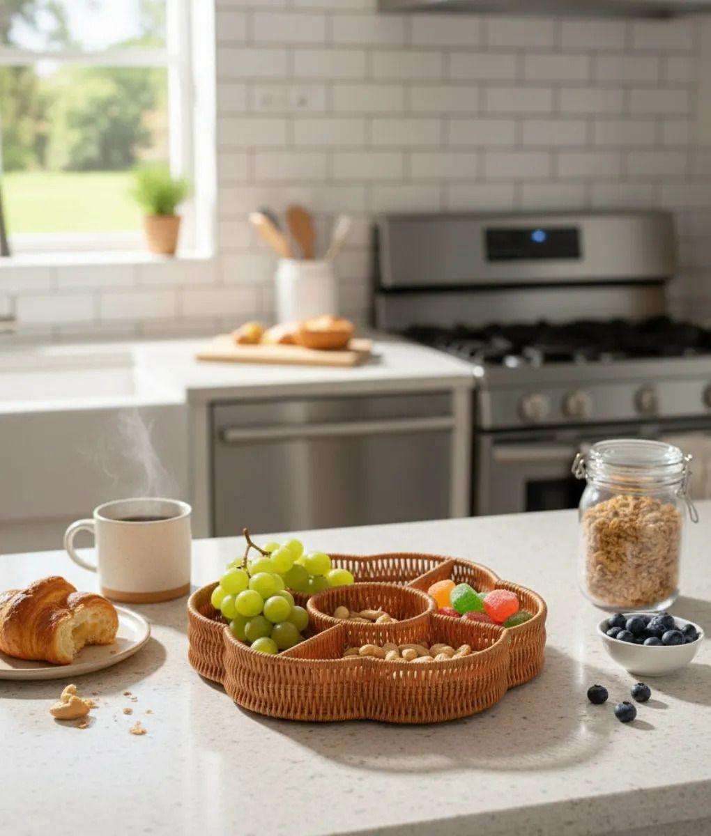 Bandeja Decorativa Servir Hogar Divisiones Diseño Flor Jhn-9