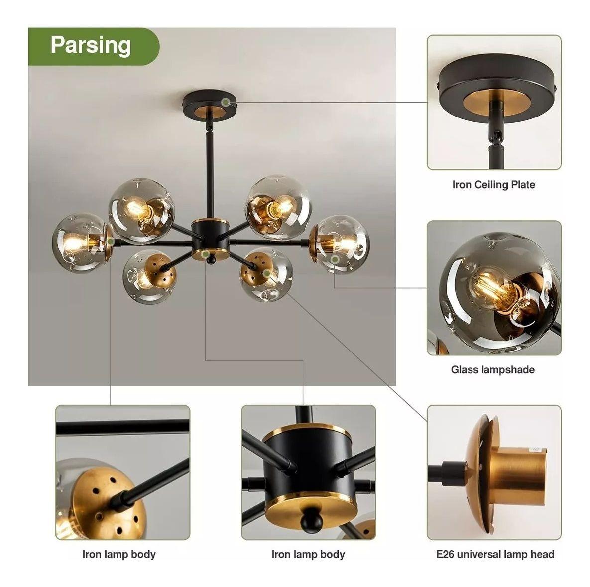 Lampara Colgante Sputnik Moderna Cristal Comedor Hogar Lau-2