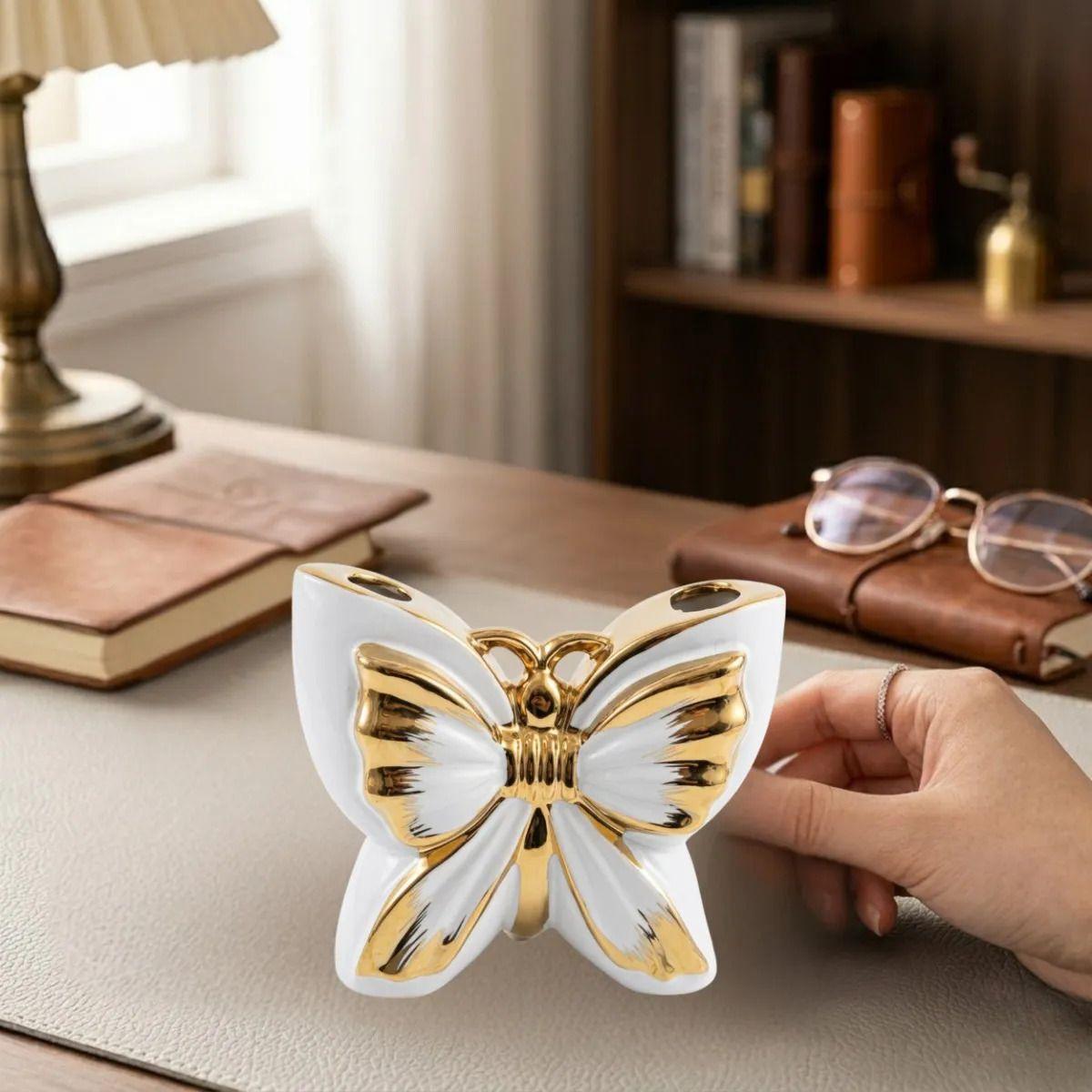 Florero Decorativo Mariposa Detalle Espejo Jarrón ALJ-7