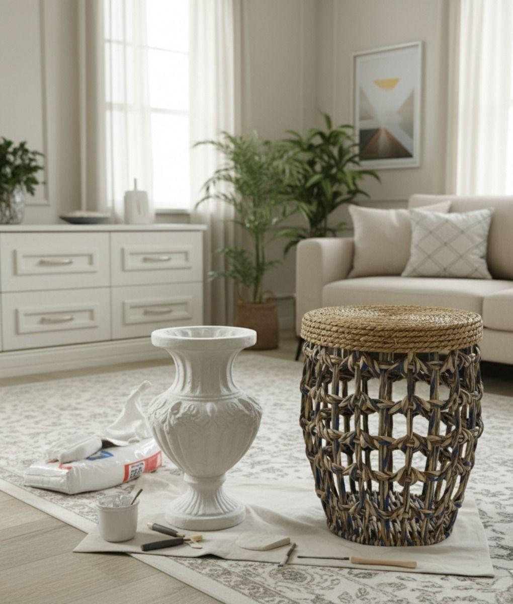 Set 3 Taburetes Auxiliares Decorativos Estilo Natural Jhn-6