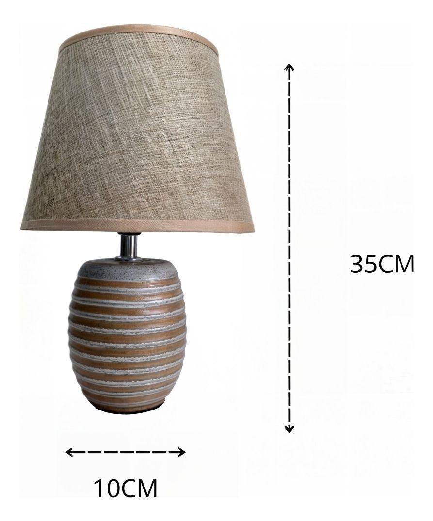 Lámpara Velador Mesa Noche Cerámica Beige Decorativa Jhn-9
