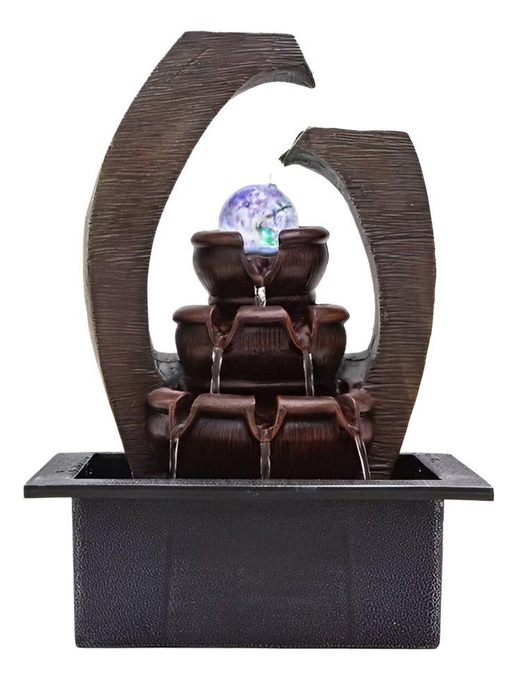 Fuente Agua Diseño Medieval Decorativo Con Luz Y Esfera Jhn-0