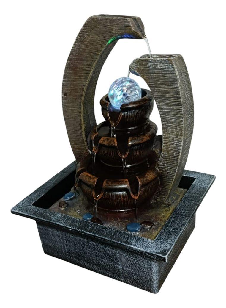 Fuente Agua Diseño Medieval Decorativo Con Luz Y Esfera Jhn-1
