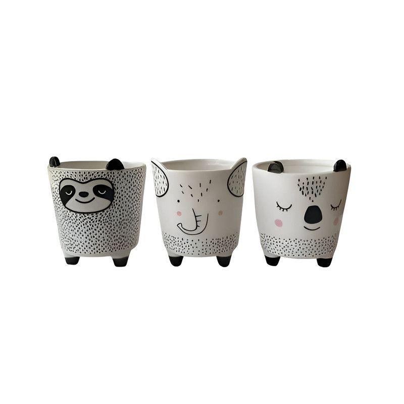 Set 3 Macetas Pequeñas Plantas Cactus Decoracion Hogar Lau-0
