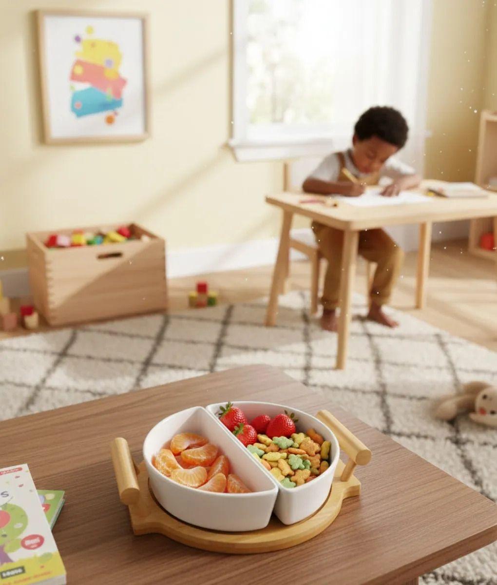 Juego Soporte Snacks Dual Aperitivo Base Bambú Asas Jhn-3