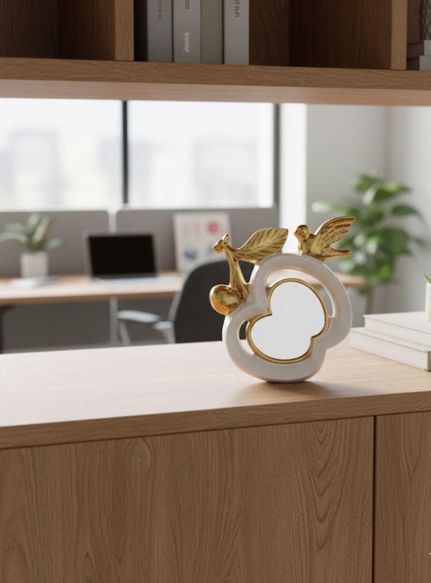 Figura Decorativa Adorno Diseño Pájaro Espejo Manzana Jhn-6