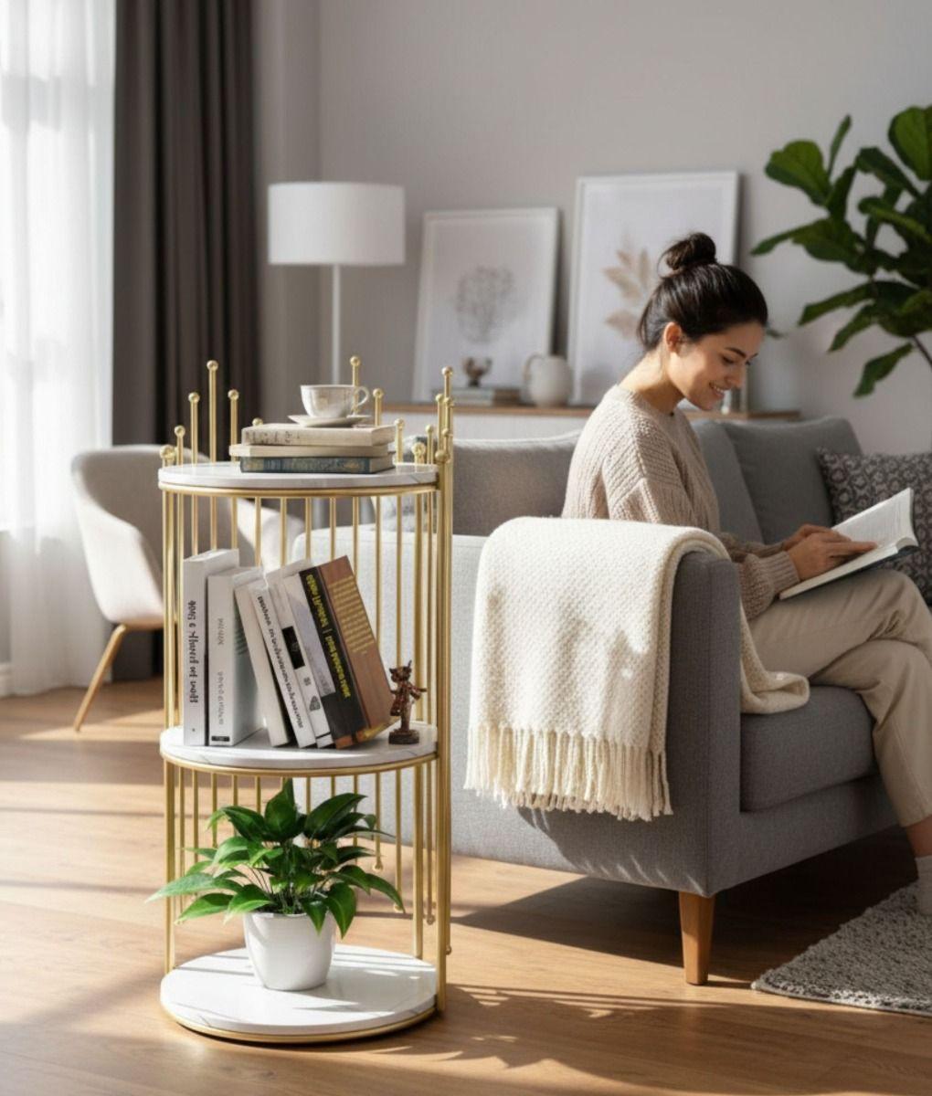 Mesa Centro Estante Decorativo Esquinero Almacenamiento Jhn-3