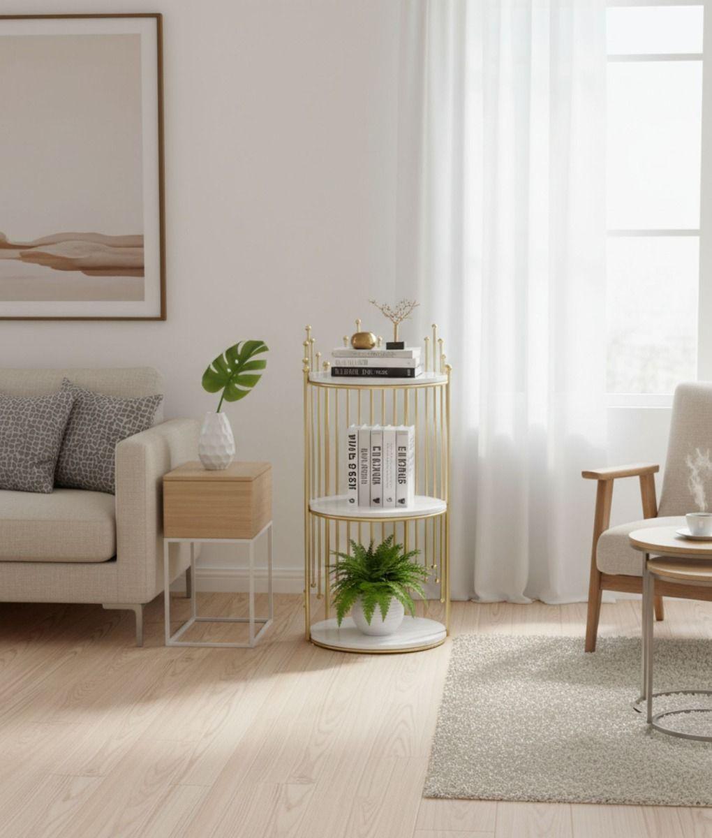 Mesa Centro Estante Decorativo Esquinero Almacenamiento Jhn-9