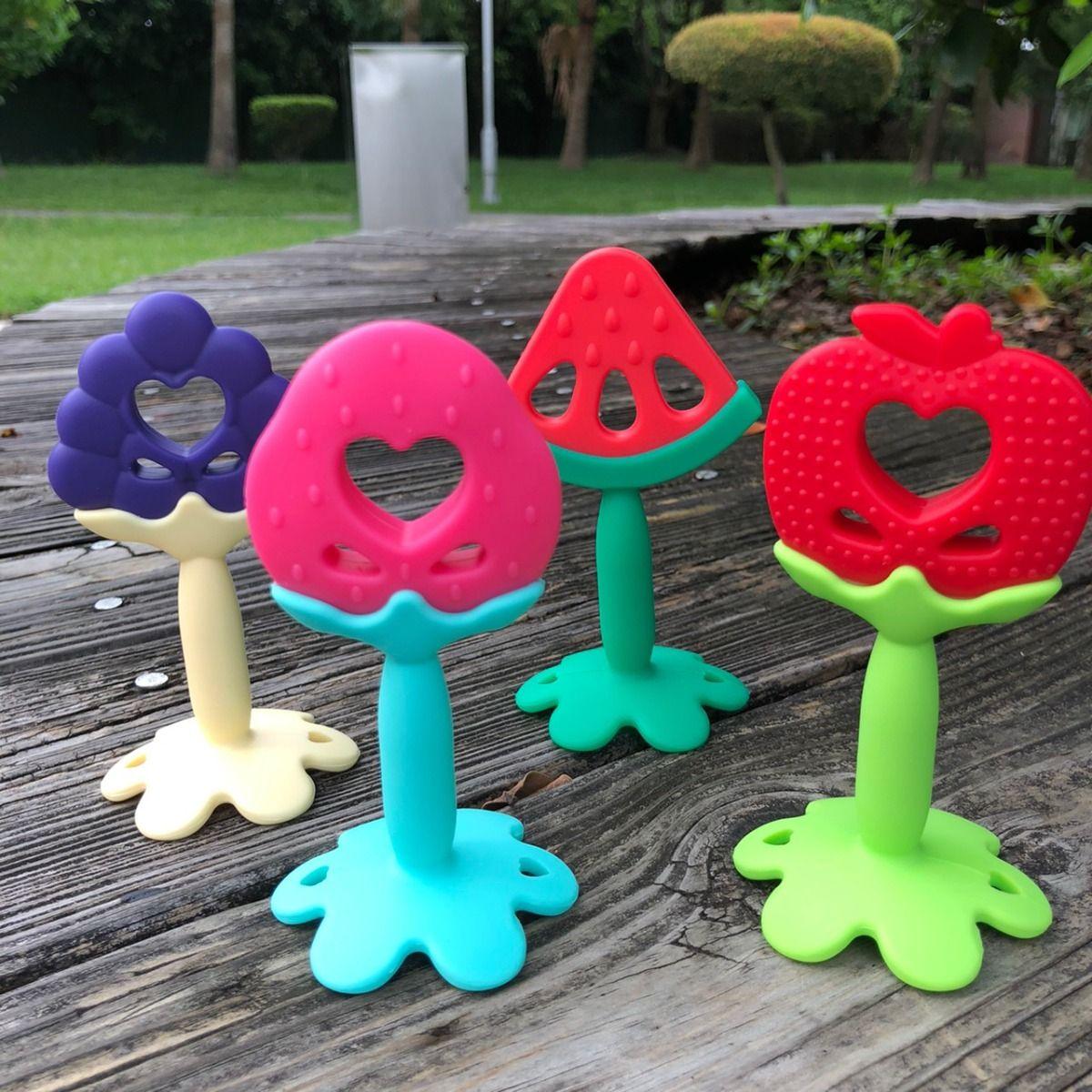 Set 4 Mordedor Silicona Diseño Frutas Divertido Bebe Lau-6