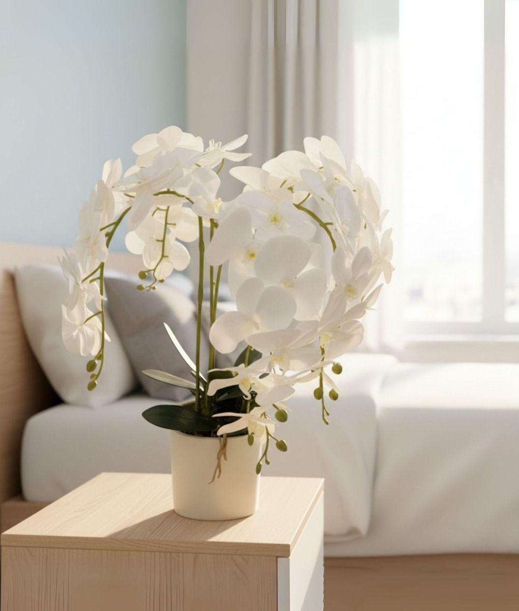 Planta Artificial Decorativa Orquídea Blanca Realista Jhn-7