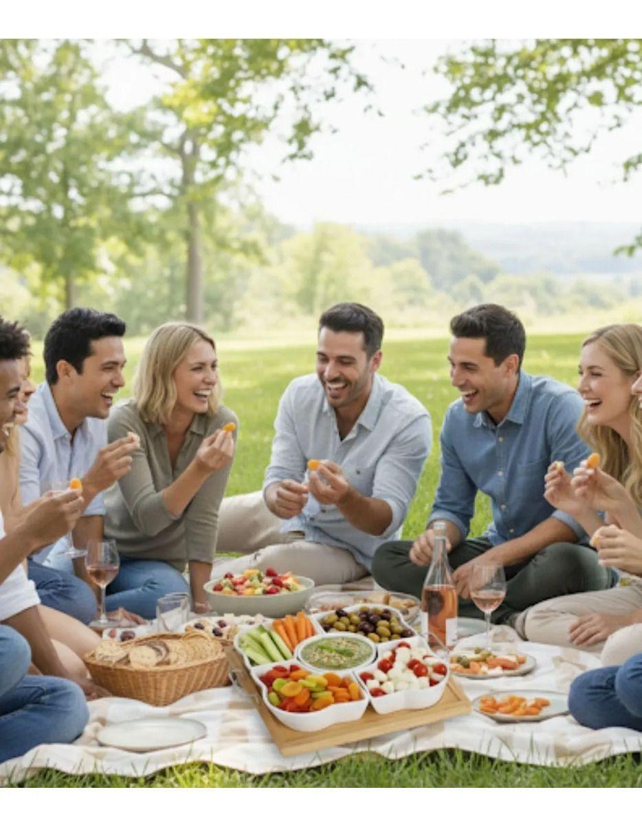 Juego Soporte Snacks Servir Salsas 5 Cuencos Base Bambú Jhn-5