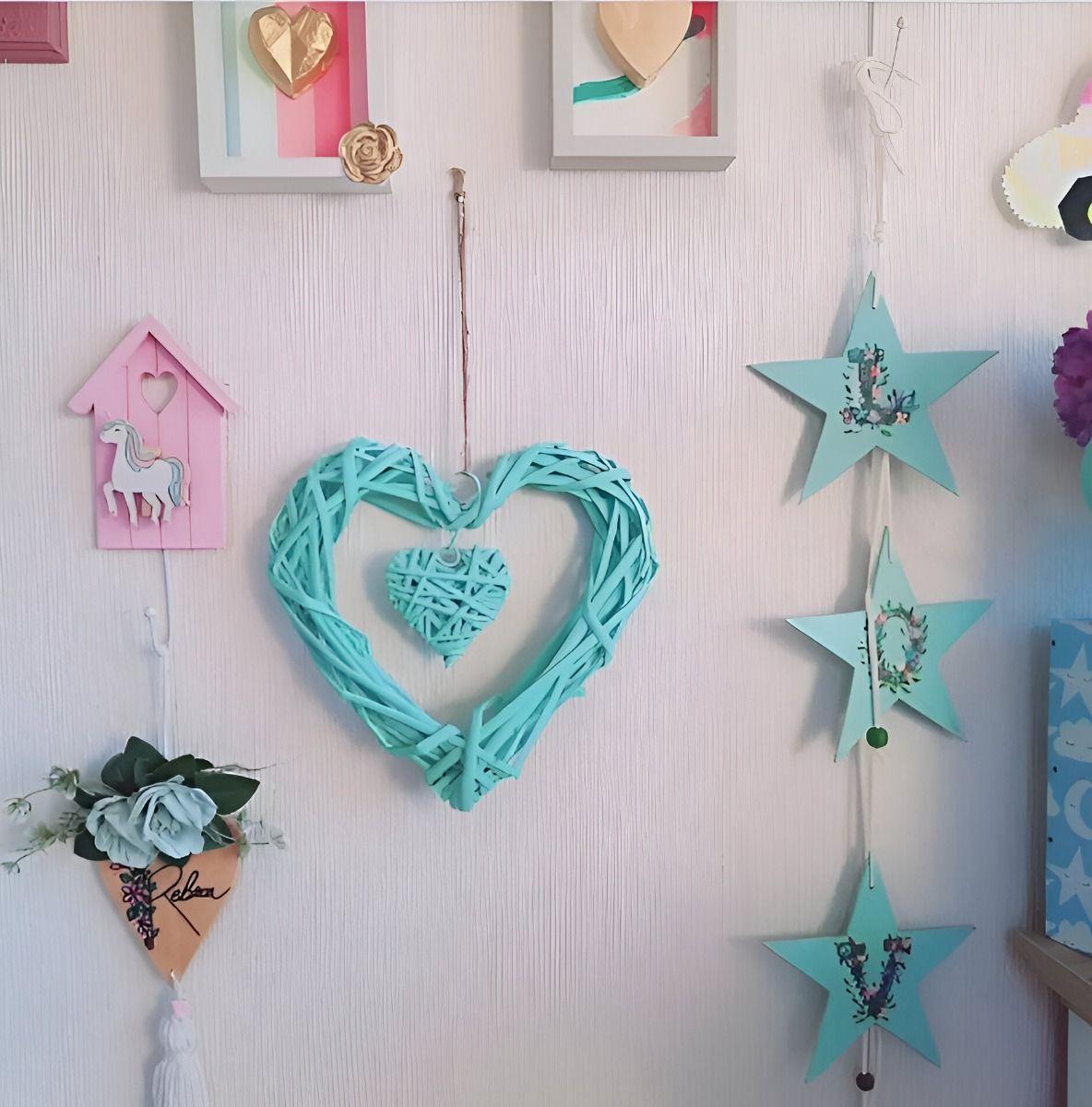 Corazón Colgante 20cm Mimbre Rústico Bricolaje Set de 3 Jhn-3