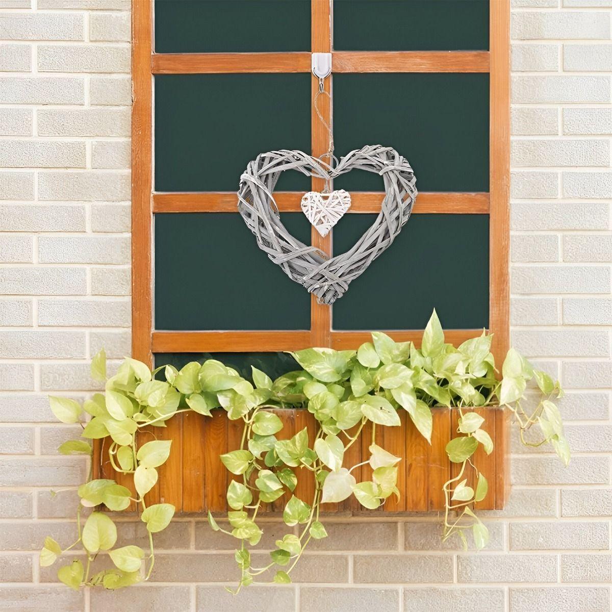 Corazón Colgante 20cm Mimbre Rústico Bricolaje Set de 3 Jhn-4