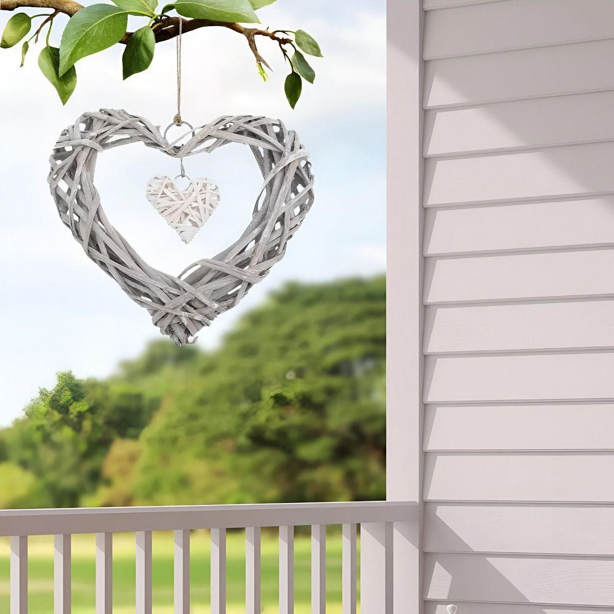 Corazón Colgante 20cm Mimbre Rústico Bricolaje Set de 3 Jhn-8