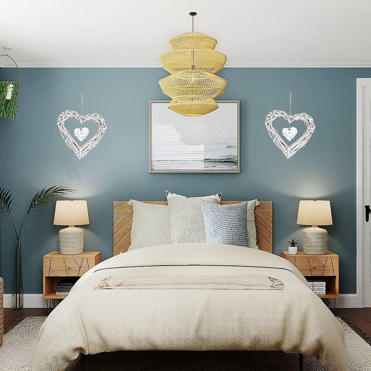 Corazón Colgante 20cm Mimbre Rústico Bricolaje Set de 3 Jhn-9