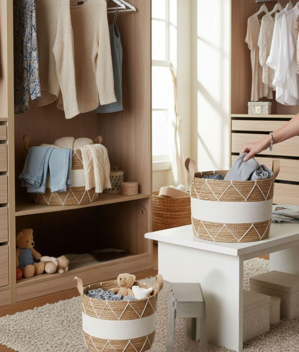 Set 3 Canasto Decorativo Cesto Almacenamiento Moderno Jhn-2