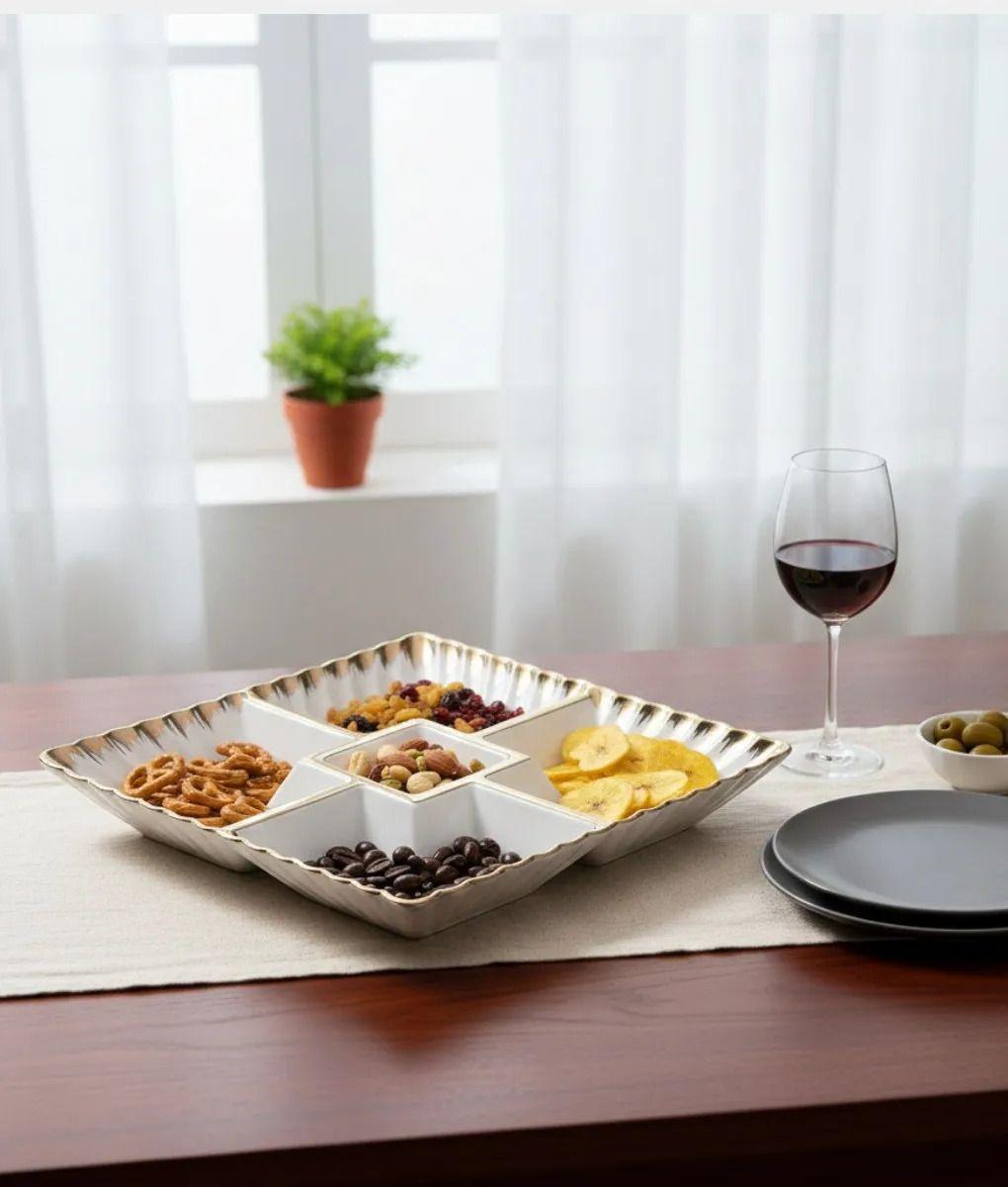 Bandeja Decorativa Servicio Cuadrada Compartimentos Jhn-9