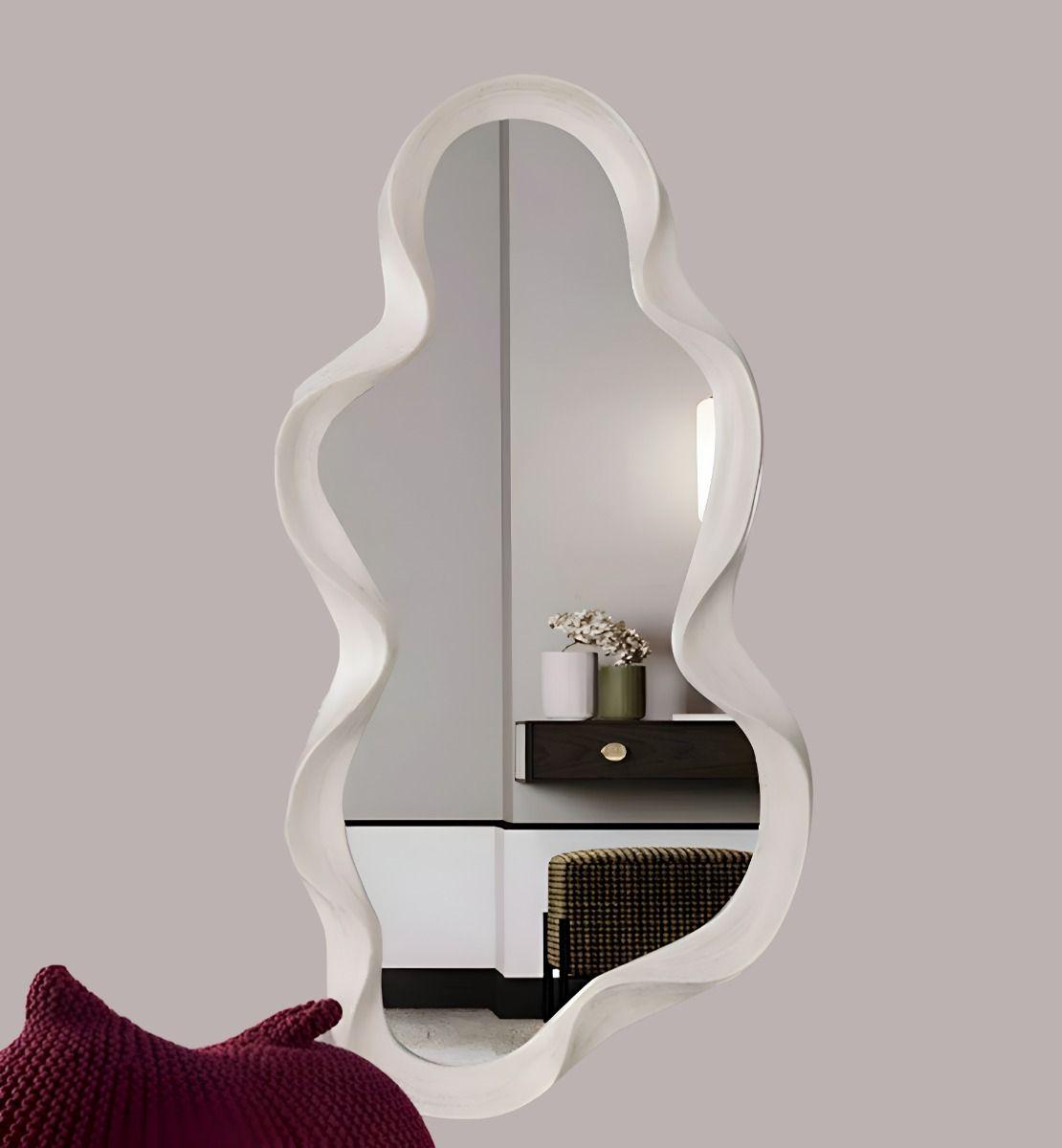 Espejo Pared Irregular Ondulado Nube Decorativo Blanco Jhn-2