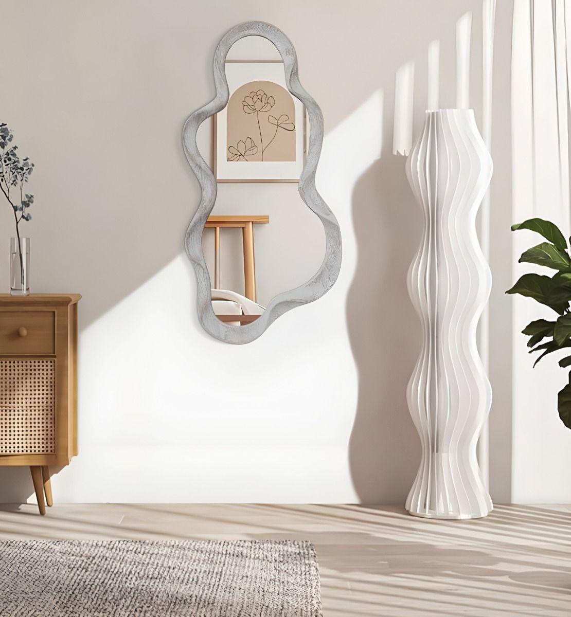 Espejo Pared Irregular Ondulado Nube Decorativo Blanco Jhn-6