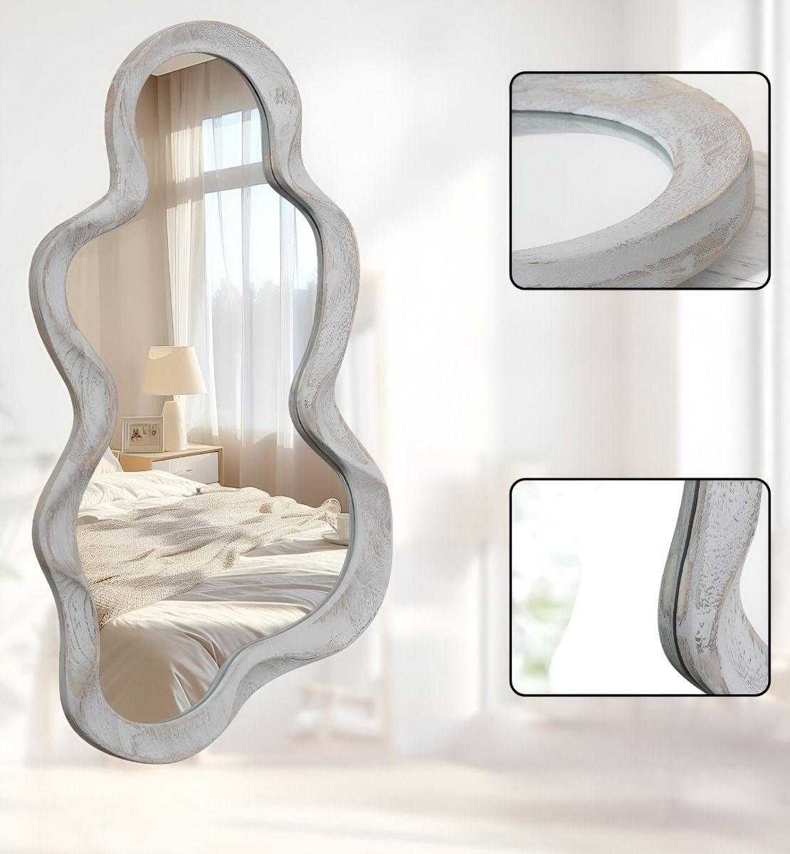 Espejo Pared Irregular Ondulado Nube Decorativo Blanco Jhn-9