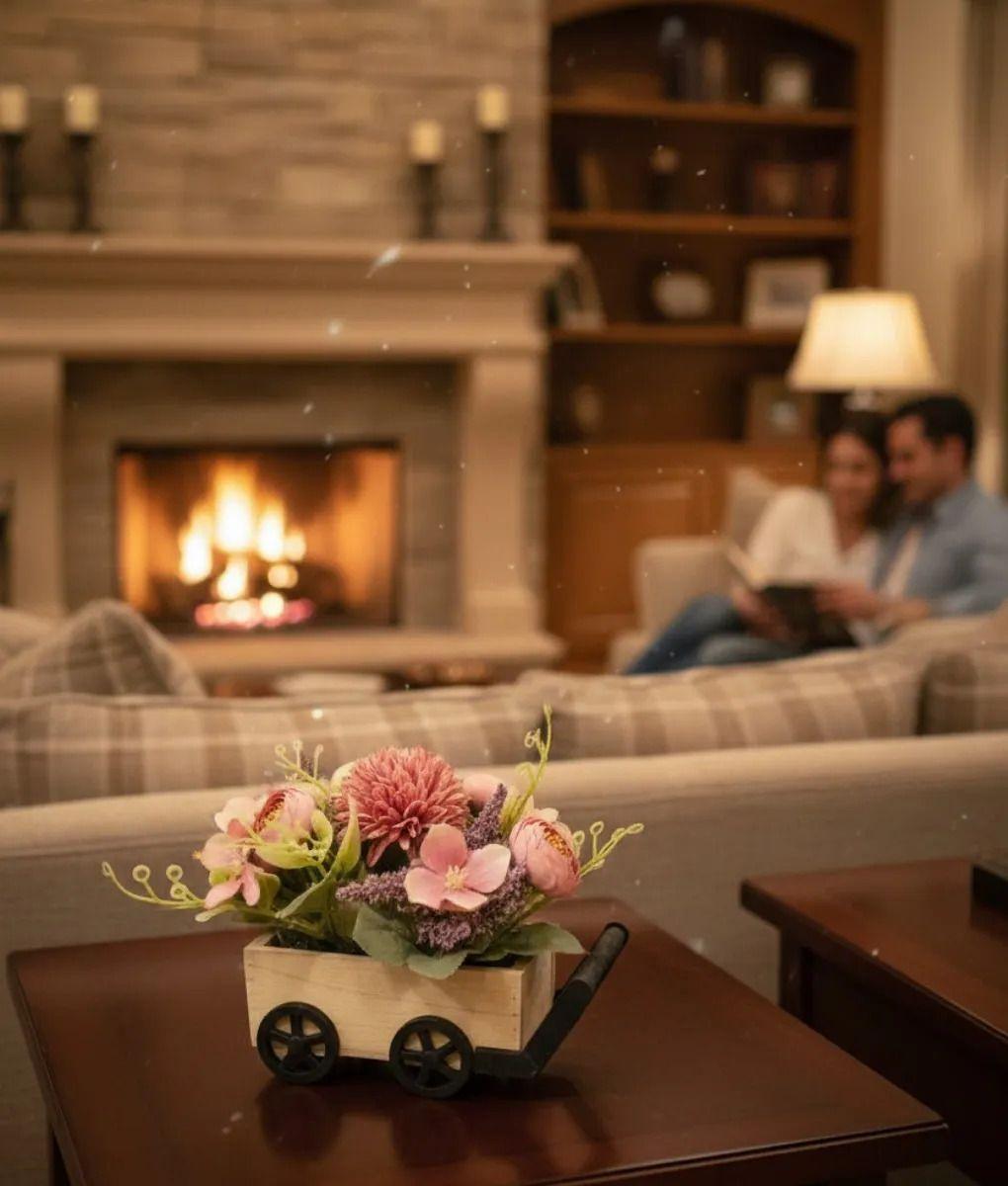 Planta Decorativa Artificial Carretilla Campo Floral Jhn-6