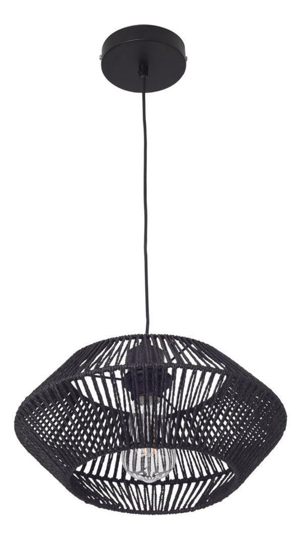 Lámpara Techo Colgante Jaula Ratán Tejida Bohemio Negro Jhn-2