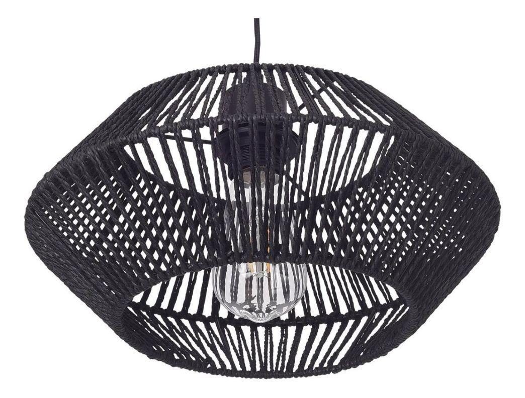 Lámpara Techo Colgante Jaula Ratán Tejida Bohemio Negro Jhn-3