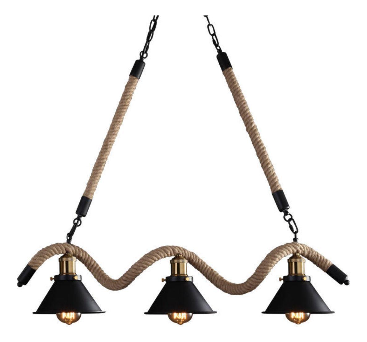 Lampara Colgante Techo Cuerda Caño Rustica Moderna Lau-0