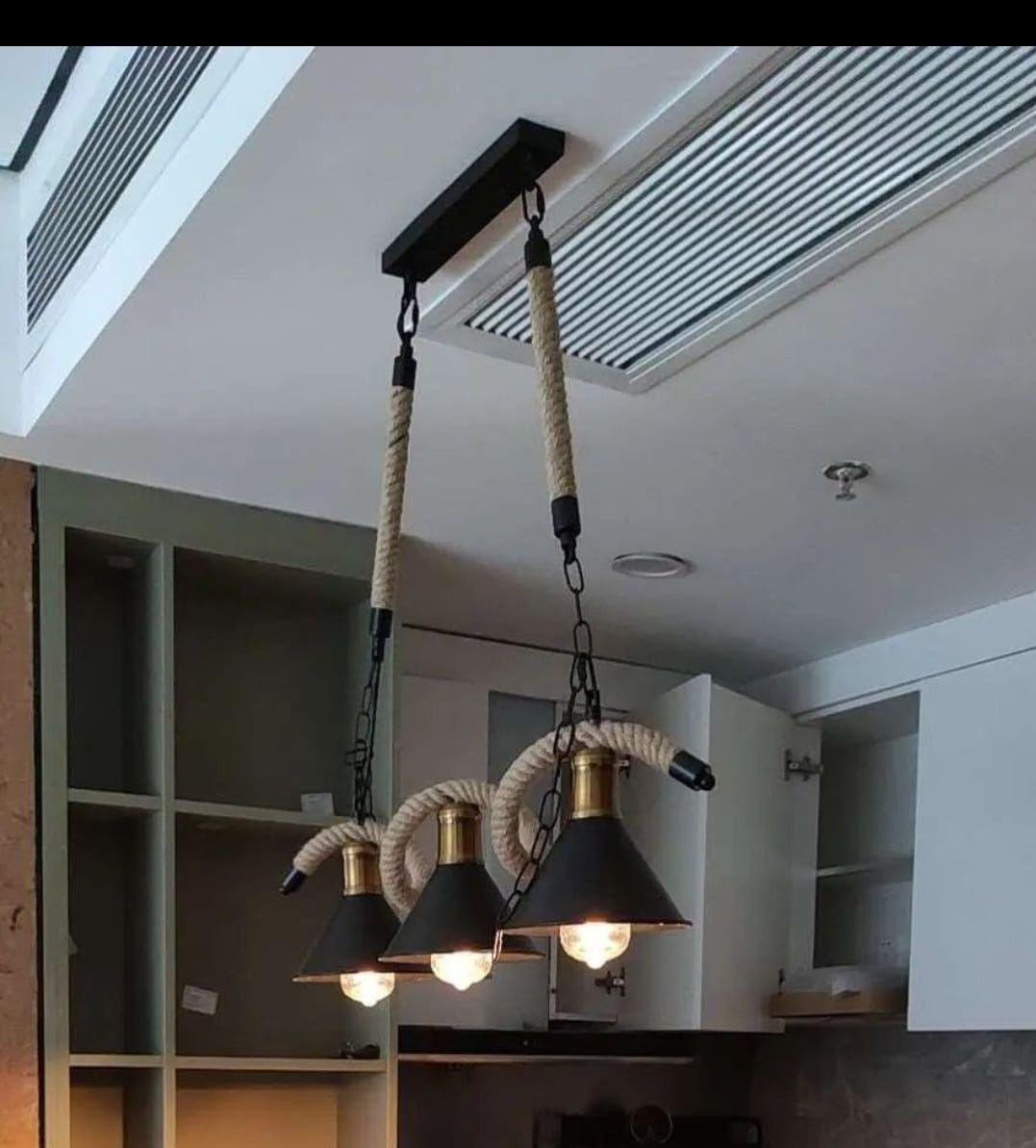 Lampara Colgante Techo Cuerda Caño Rustica Moderna Lau-2