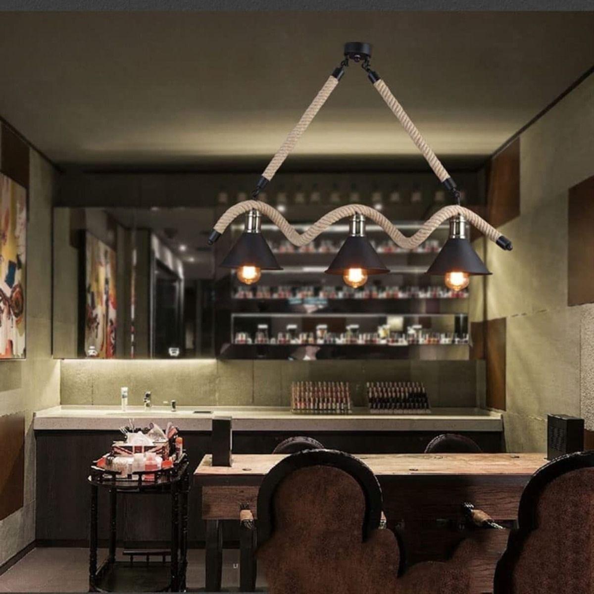 Lampara Colgante Techo Cuerda Caño Rustica Moderna Lau-3