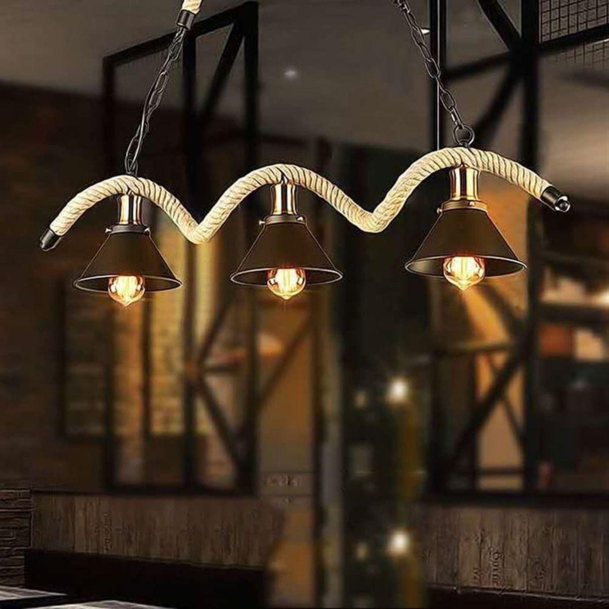 Lampara Colgante Techo Cuerda Caño Rustica Moderna Lau-4