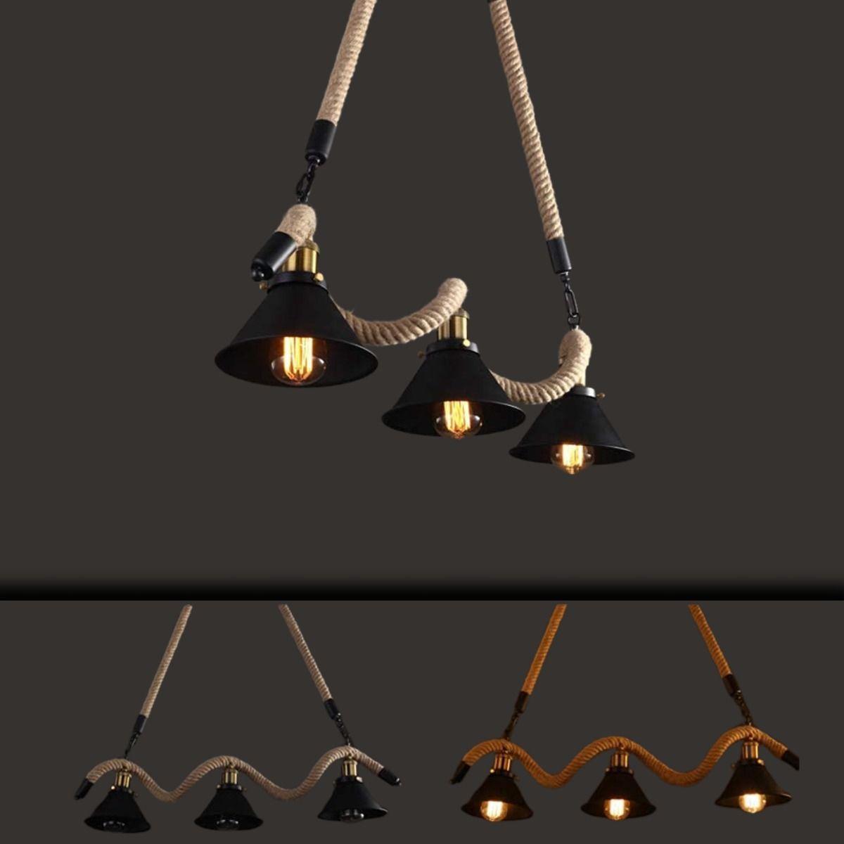 Lampara Colgante Techo Cuerda Caño Rustica Moderna Lau-5