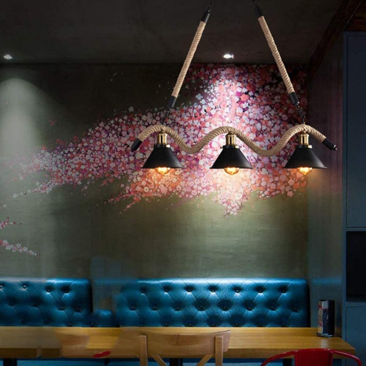 Lampara Colgante Techo Cuerda Caño Rustica Moderna Lau-6