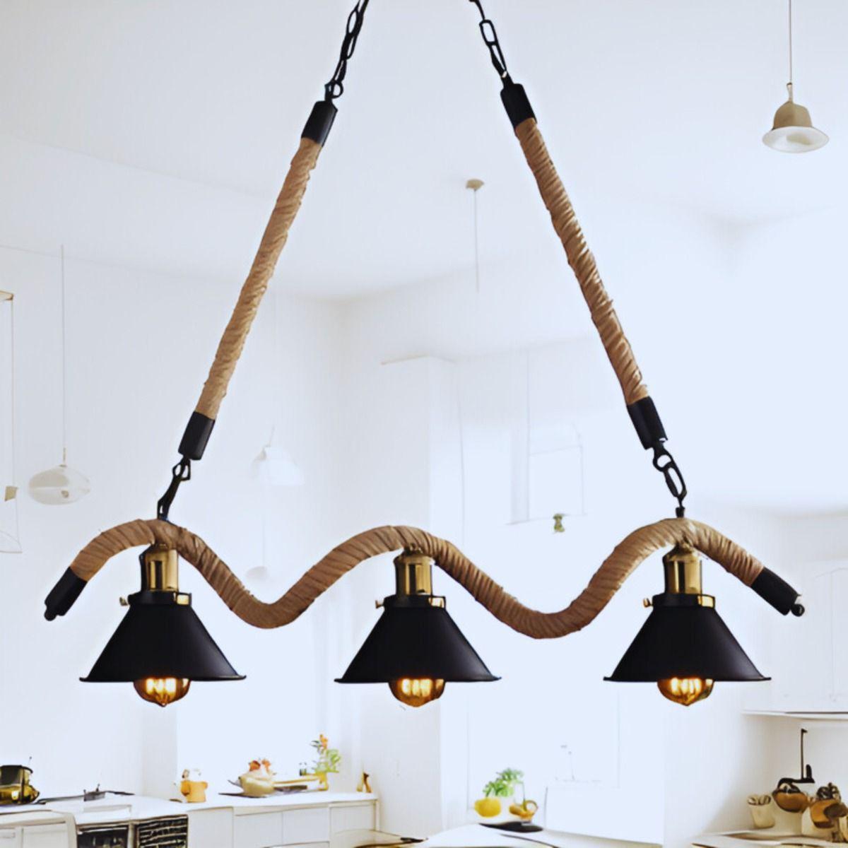 Lampara Colgante Techo Cuerda Caño Rustica Moderna Lau-8