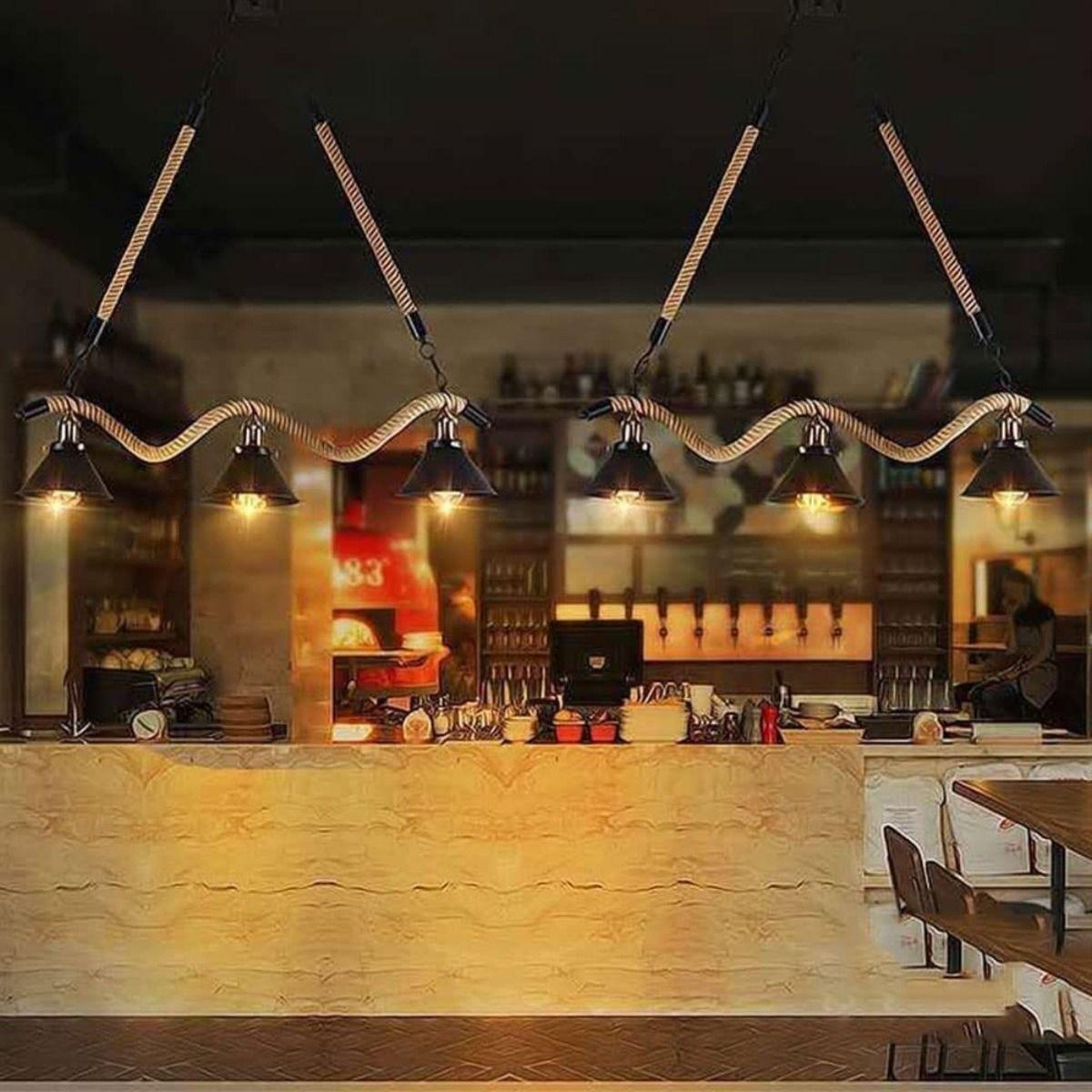 Lampara Colgante Techo Cuerda Caño Rustica Moderna Lau-9