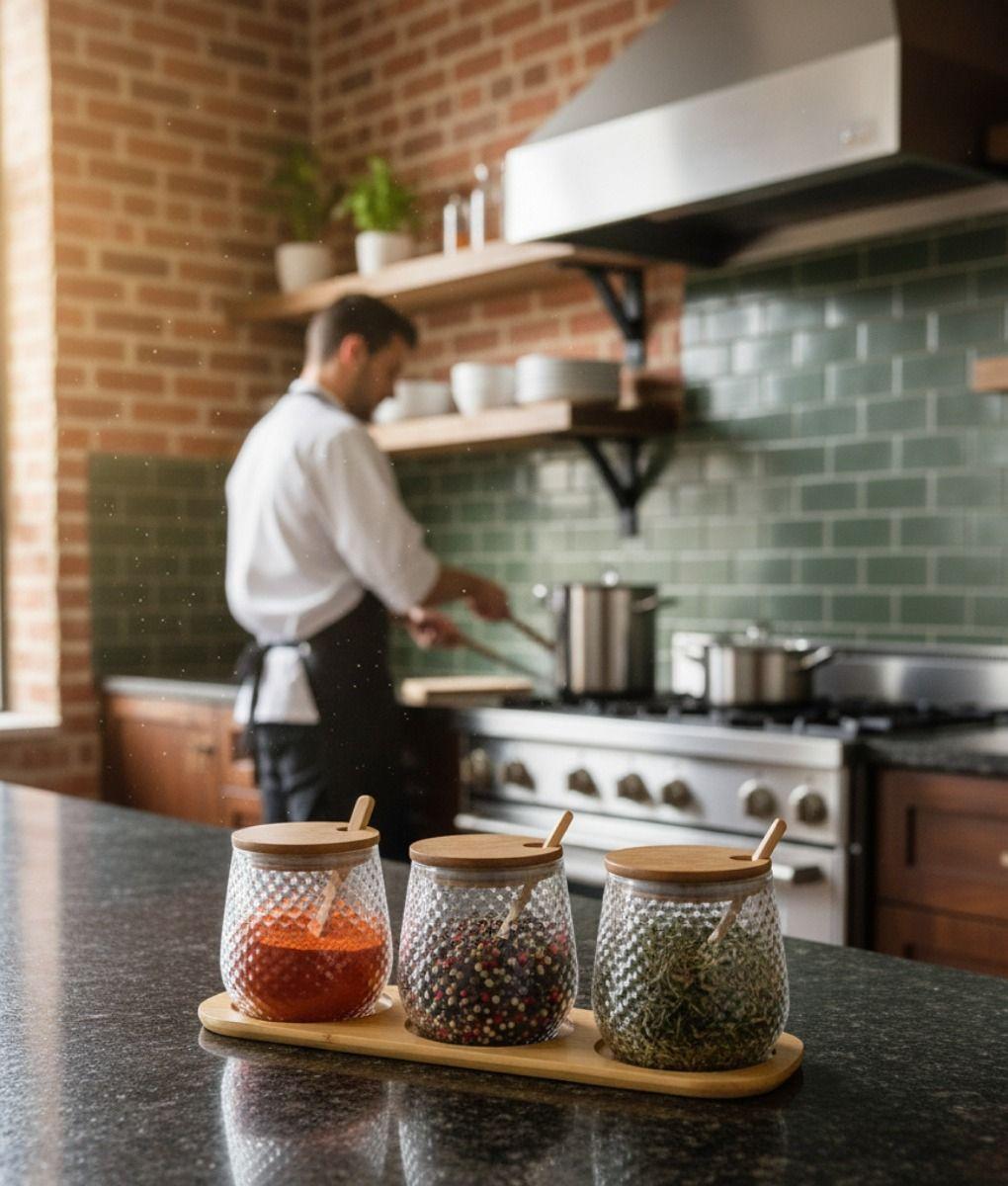 Set 3 Frascos Texturizado Contenedor Moderno Mesa Jhn-4