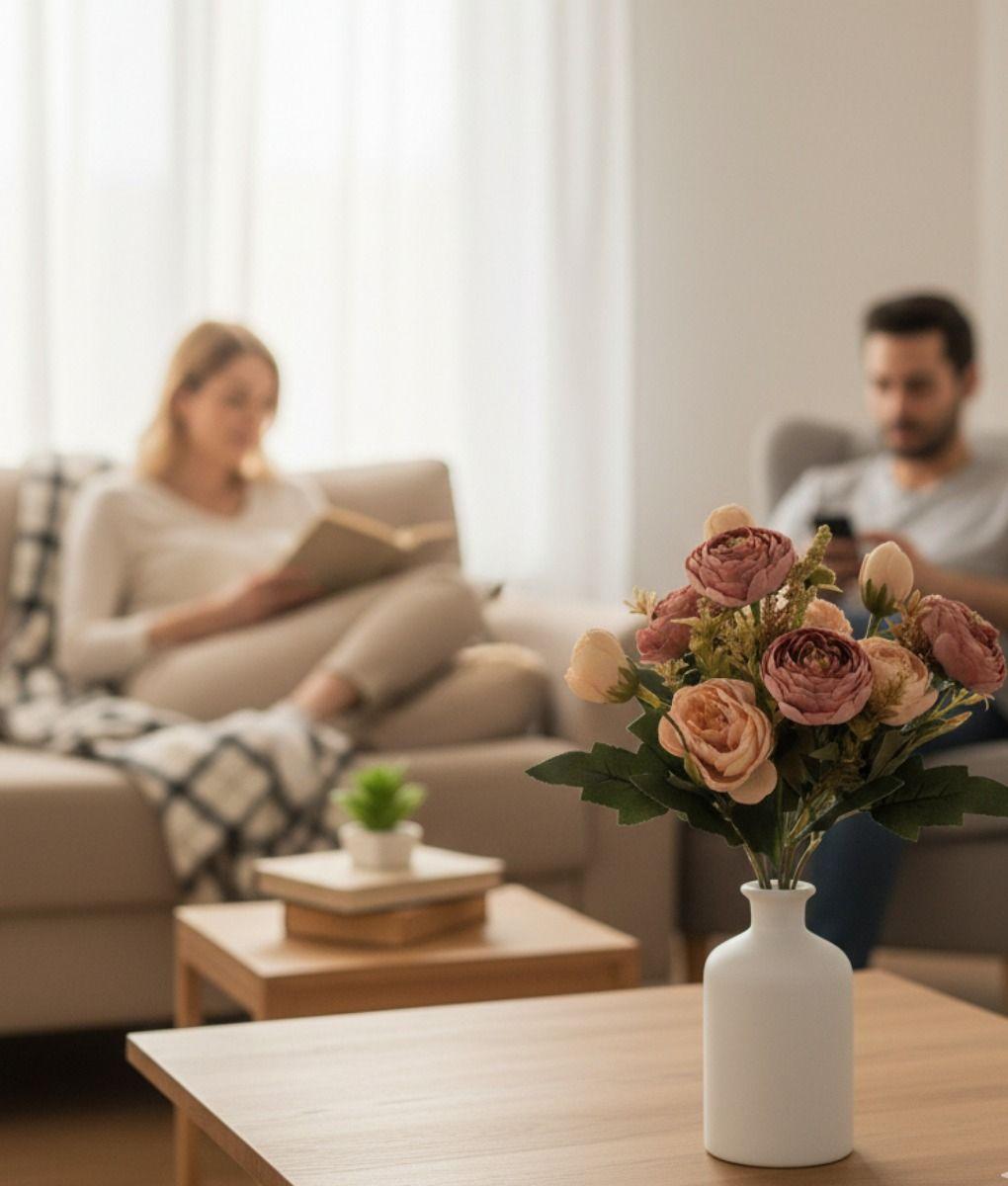 Set 3 Ramo Flores Artificiales Peonías Capullos Adorno Jhn-2