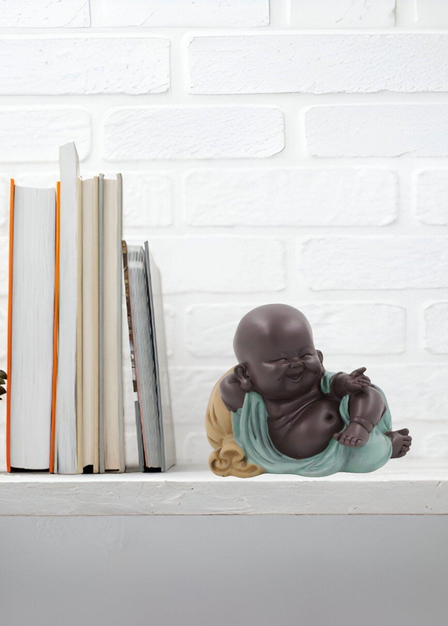 Set 2 Estatua Buda Sonriente Monje Adorno Decoración Jhn-4