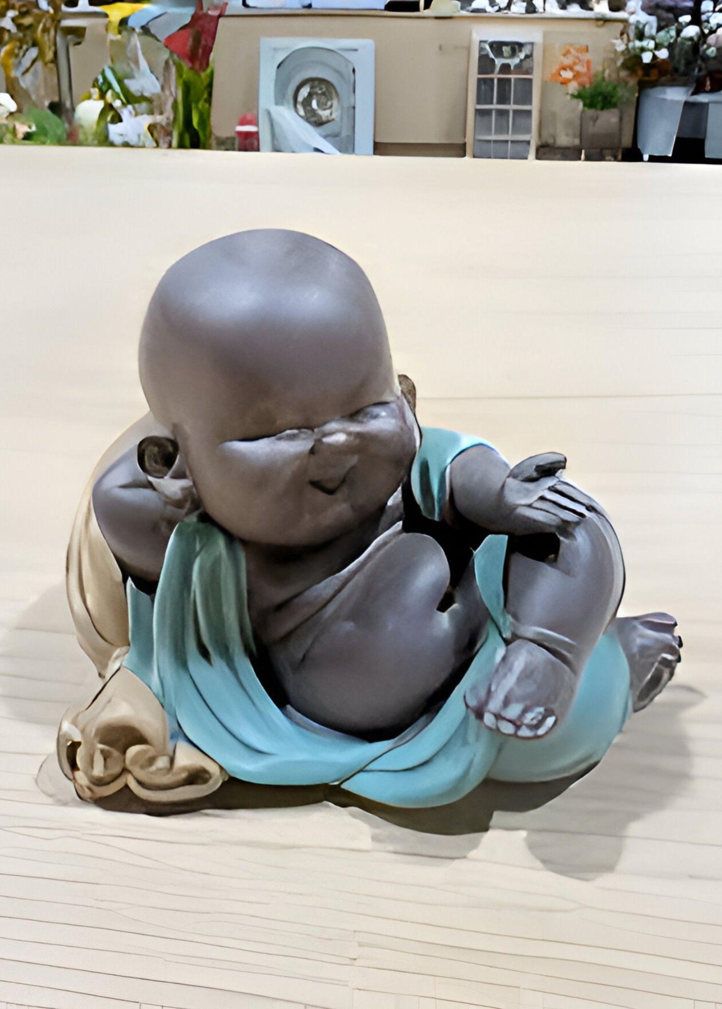 Set 2 Estatua Buda Sonriente Monje Adorno Decoración Jhn-7