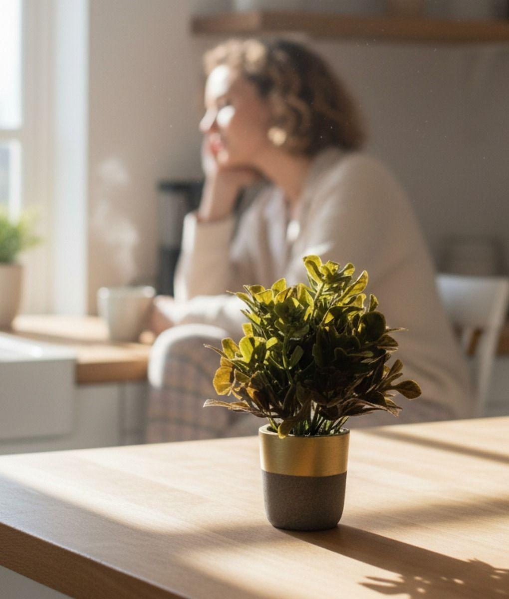 Set 2 Plantas Artificiales Decorativas Macetero Bicolor Jhn-5