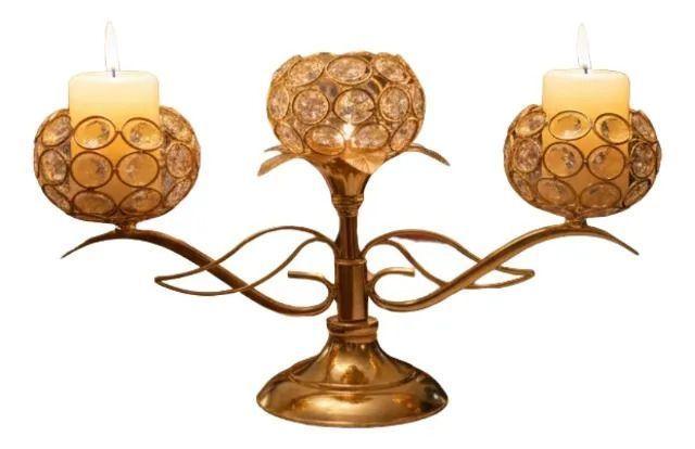 Portavela Decorativo Triple Mesa Copa Elegante Adorno Jhn-2