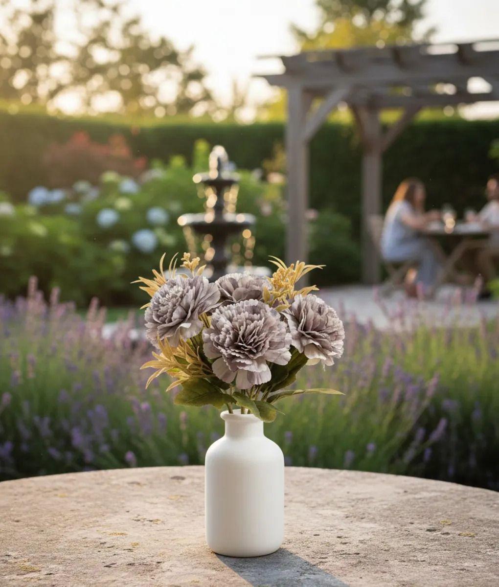 Set 4 Flores Artificiales Ramo Claveles Elementos Secos Jhn-4