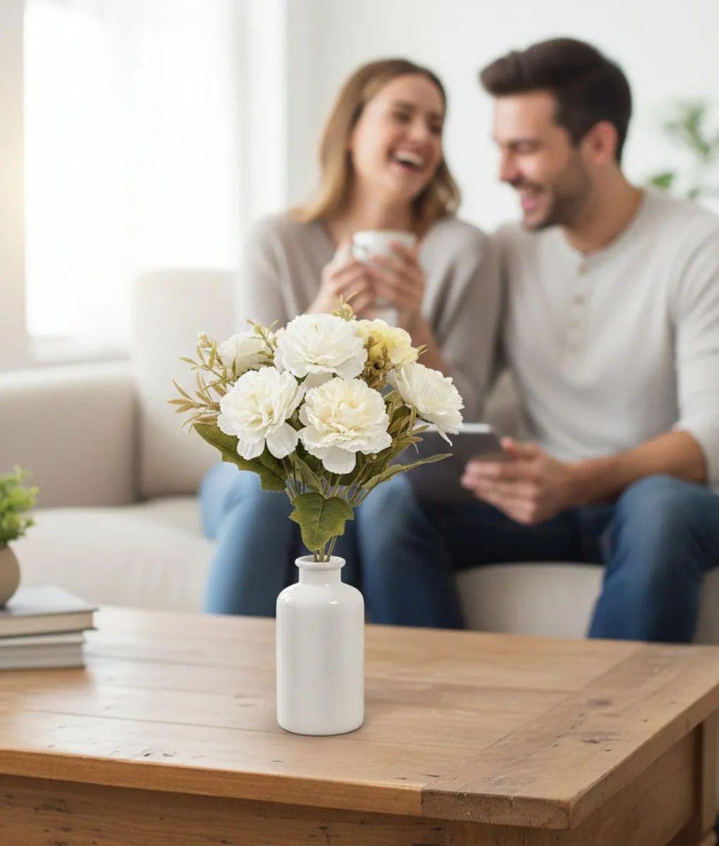 Set 4 Flores Artificiales Ramo Claveles Elementos Secos Jhn-7