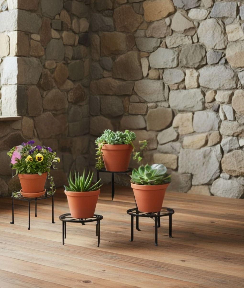 Set 4 Porta Maceta Soporte Decorativo Diseño Floral Jhn-4