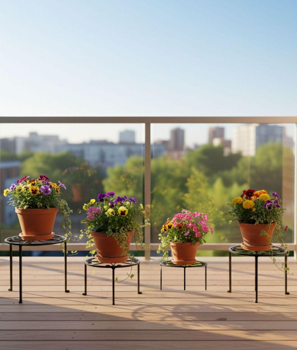 Set 4 Porta Maceta Soporte Decorativo Diseño Floral Jhn-8