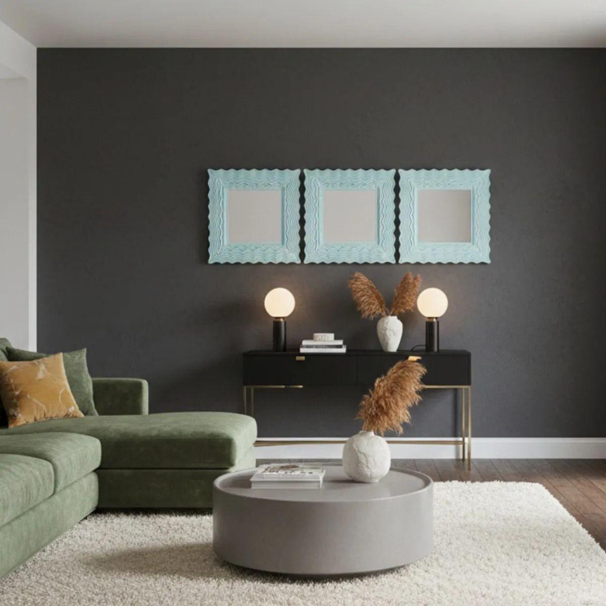 Set 3 Espejo Pared Decorativo Diseño Olas Dinámico Jhn-6