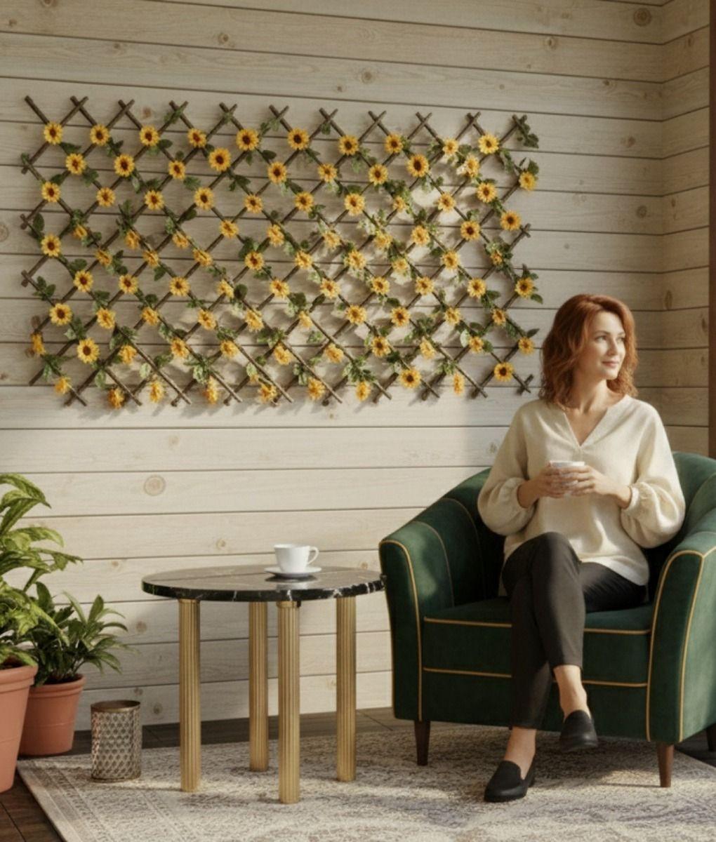 Flores Artificiales Malla Extensible Girasoles Cerco Jhn-4