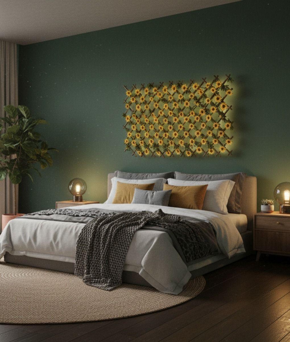 Flores Artificiales Malla Extensible Girasoles Cerco Jhn-6